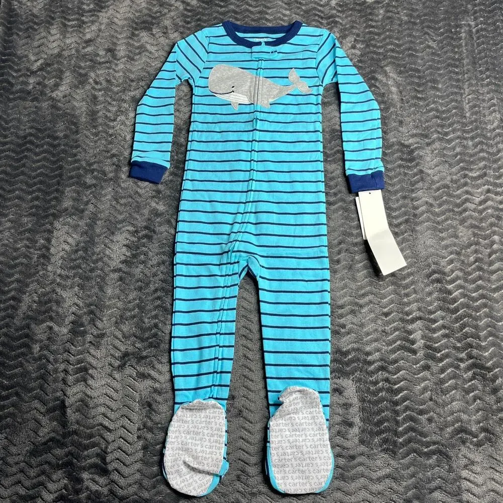 New Carter's 1-Piece Whale Snug Fit Cotton Pajama PJs Boy Sleeper
